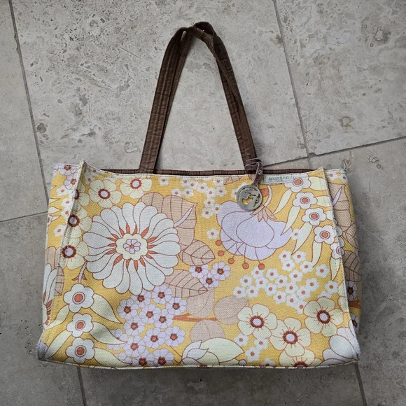 Vintage SPARTINA 449 Natural Linen Summer House Shoulder Bag Tote - Picture 2 of 8